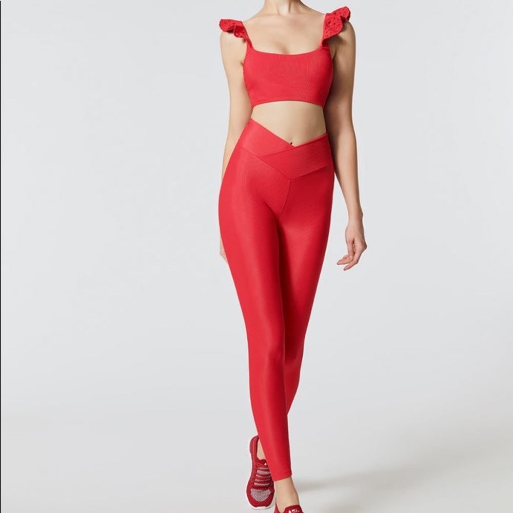 Beach Riot Red Leggings and Sports Bra